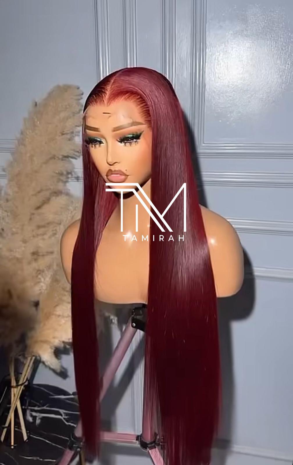 Burgundy Luxe Straight Wig – Long, Silky & Ultra Sleek