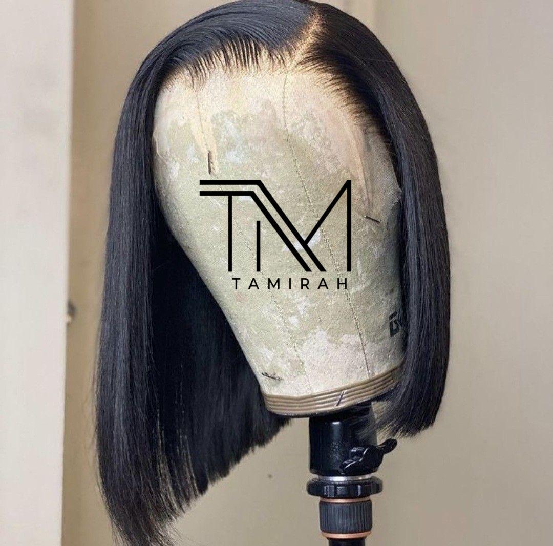 Sleek Precision Cut Bob Wig – 13x4 HD Lace Front, 100% Human Hair, Natural Black, Pre-Plucked Hairline