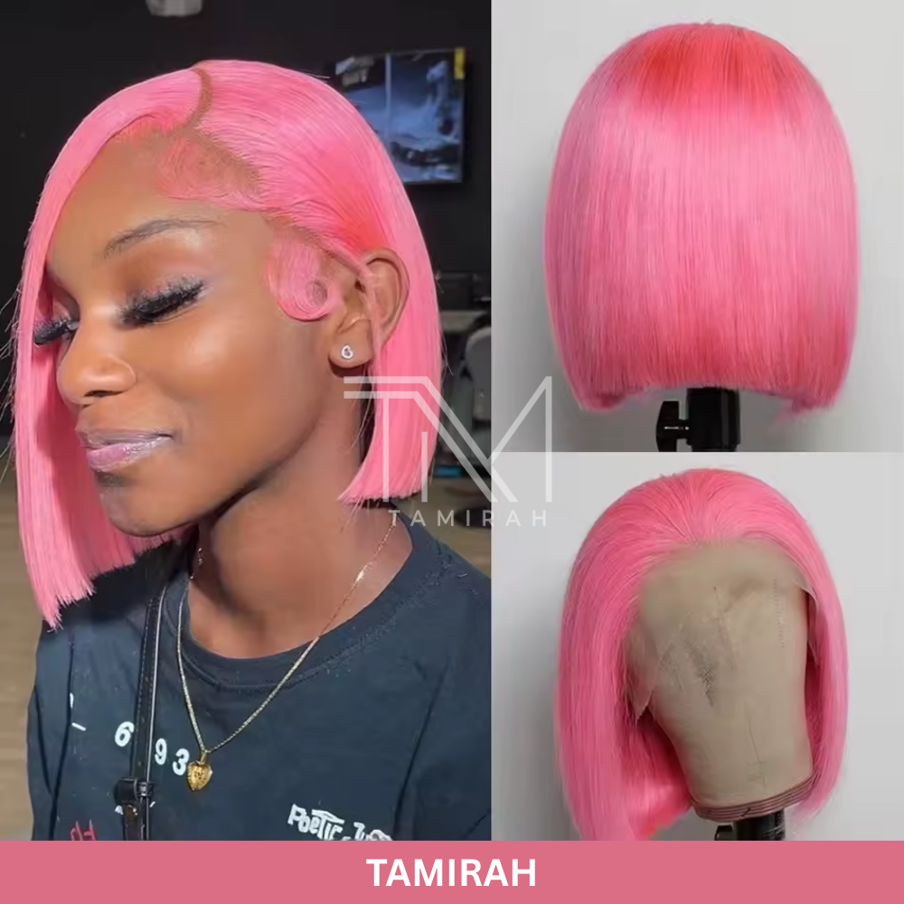 Straight Bob Wig 12 Inch – Natural Black, Soft Human Hair, HD Lace Front