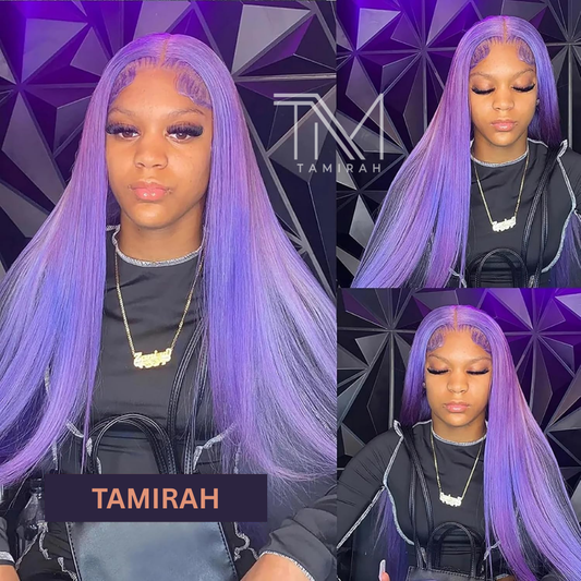 32-Inch Long Lilac Straight Wig – 13×4 HD Transparent Lace Front, Pre-Plucked Human Hair, 200% Density