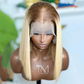 Honey Blonde Precision Cut Bob – HD Lace Front Human Hair Wig, Pre-Plucked Natural Hairline (Short Straight Bob)