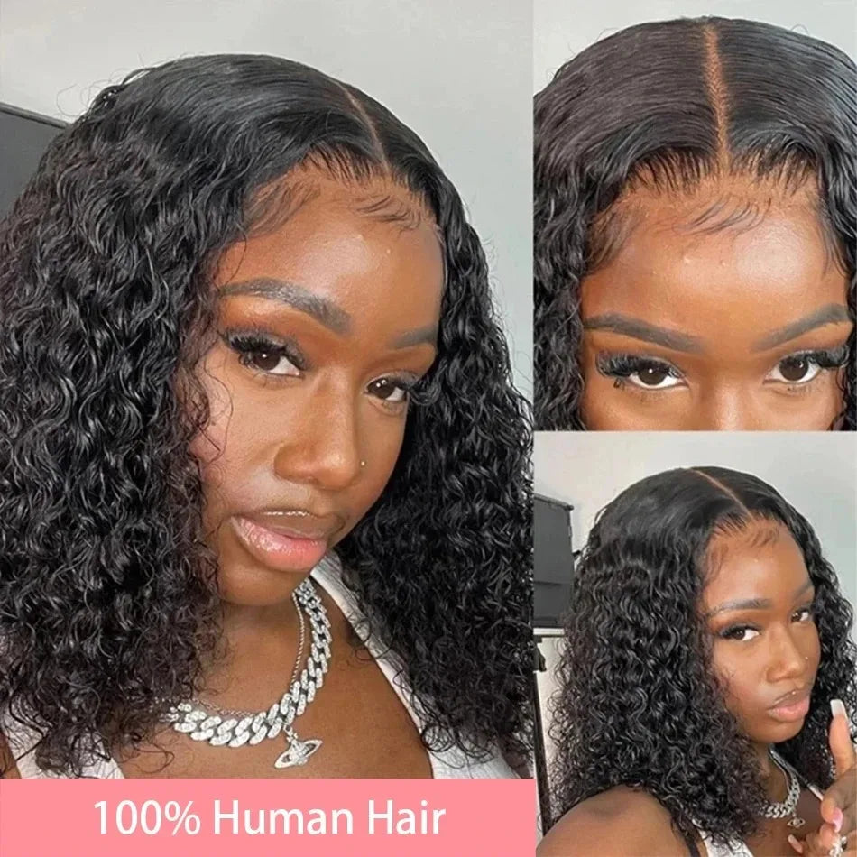 Luvkiss 200% Density HD 13x4 Lace Curly Bob Wigs 5x5 Lace Closure Loose Deep Wave Lace Front Human Hair Wig 100% Remy Human Hair