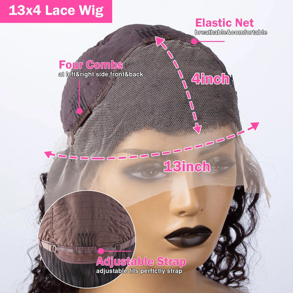 Luvkiss 200% Density HD 13x4 Lace Curly Bob Wigs 5x5 Lace Closure Loose Deep Wave Lace Front Human Hair Wig 100% Remy Human Hair